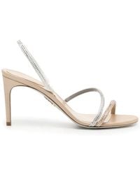 Rene Caovilla - 80Mm Crystal-Embellished Satin Sandals - Lyst