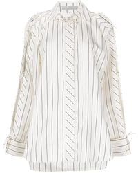 Palmer//Harding - Stripe-Print Lace-Up Shirt - Lyst
