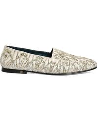 Dolce & Gabbana - Crystal-Embellished Velvet Loafers - Lyst