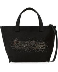 KARL LAGERFELD - Small Ikon Rhinestones Karl & Choupette Shopper Bag - Lyst