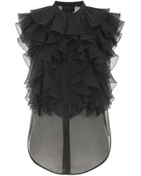 Max Mara - Ruffled Silk Shirt - Lyst