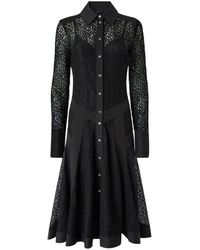 Pinko - Lace Midi Shirt Dress With Inserts - Lyst