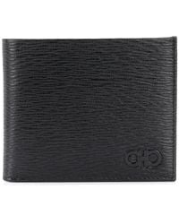 Ferragamo - Portefeuille Noir À Ferrure Gancini Et À Compartiment À Monnaie - Lyst