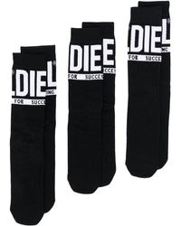DIESEL - Drie Paar Skm-ray Sokken Met Logo-jacquard - Lyst