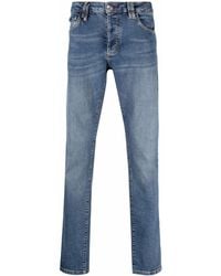 Philipp Plein - Slim-Fit-Jeans mit Logo-Schild - Lyst