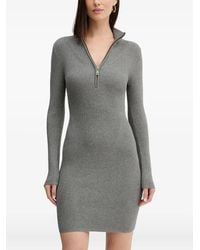 Guess - Zip-Neck Ribbed Mini Dress - Lyst