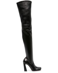 AMINA MUADDI - Thigh High Leather Heel Boots - Lyst