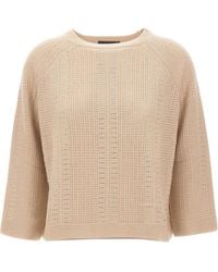 Elena Miro - Rhinestone-Embellished Open-Knit Sweater - Lyst