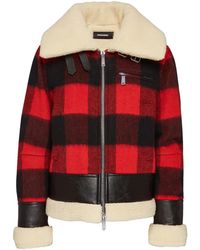 DSquared² - Tartan-Print Shearling Jacket - Lyst