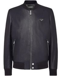 Philipp Plein - Leather Bomber Jacket - Lyst