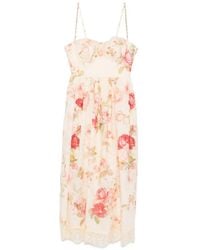 Zimmermann - Roselight Picnic Floral-Print Linen Midi Dress - Lyst