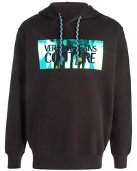 Versace Jeans Couture - Logo-Print Drawstring Hoodie - Lyst
