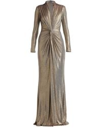Tadashi Shoji - Twist-Front Metallic Jersey Column Gown - Lyst