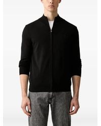 Trussardi - Zip-Up Embroidered-Logo Cardigan - Lyst