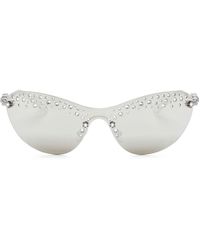 Swarovski - Crystal-embellished Shield-frame Sunglasses - Lyst