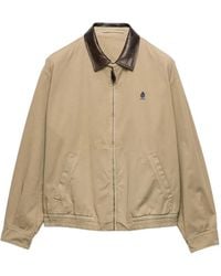 Prada - Logo-Embroidered Leather-Collar Jacket - Lyst