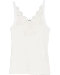 Sandro - Lace-Trim Ribbed-Knit Top - Lyst