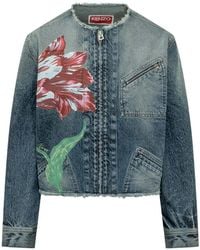 KENZO - Veste En Jean Tulip À Fleurs - Lyst