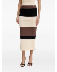 Fracomina - Striped Logo-Plaque Midi Skirt - Lyst