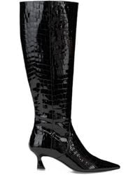 Stuart Weitzman - Vinnie Croc-Embossed Leather Knee-High Boots - Lyst
