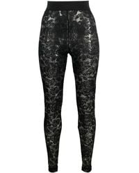 Dolce & Gabbana - Floral-lace Logo-waistband leggings - Lyst