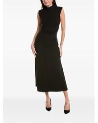 Brunello Cucinelli - Gathered High-Neck Midi Dress - Lyst