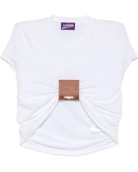 Jean Paul Gaultier - Leather-Tag Ruched T-Shirt - Lyst