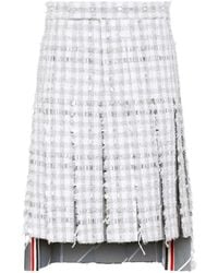Thom Browne - Gingham-Check Pleated Tweed Skirt - Lyst