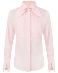 Elisabetta Franchi - Cotton Shirt With Bow - Lyst