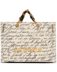 Balmain - Borsa shopper 1945 soft xxl in tela stampata - Lyst