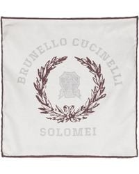 Brunello Cucinelli - Logo-Print Silk Scarf - Lyst