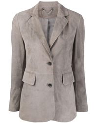 DESA NINETEENSEVENTYTWO Single Breasted Suede Blazer - Grey