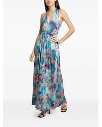 Lygia & Nanny - Halterneck Floral-print Midi Day Dress - Lyst