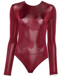 Saint Laurent - Open-Back Long-Sleeve Bodysuit - Lyst
