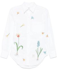 Thom Browne - Blouse Met Geborduurde Bloemen - Lyst