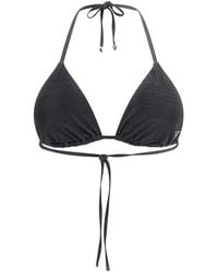 Guess - Metallic-Effect Halterneck Bikini Top - Lyst