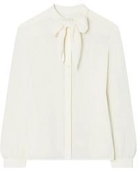 Tory Burch - Georgette Bow Blouse - Lyst
