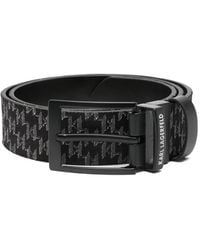 KARL LAGERFELD - Houndstooth Buckle Belt - Lyst