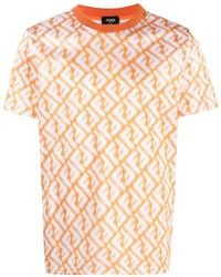 Fendi - Monogram-pattern Perforated T-shirt - Lyst