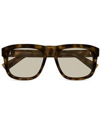 Saint Laurent - Tortoiseshell-Effect Square-Frame Sunglasses - Lyst