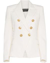 Balmain Doppelreihiger Blazer - Weiß