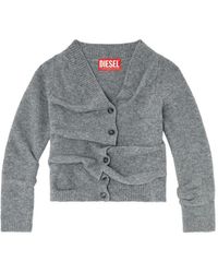 DIESEL - Cardigan Crop En Maille Bouillie Froissée - Lyst