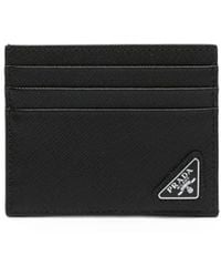 Prada - Tarjetero De Piel Saffiano Con Logo - Lyst
