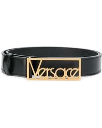 Versace Cinturón con hebilla del logo - Negro