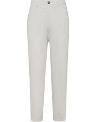 Brunello Cucinelli - Plissierte Tapered-Hose - Lyst