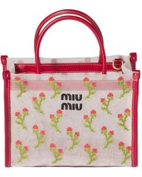 Miu Miu - Embroidered Mesh Top-Handle Bag - Lyst