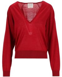 forte_forte - V-Neck Raglan-Sleeve Sweater - Lyst