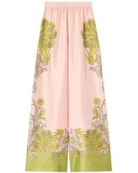 La DoubleJ - Floral-Print Silk Palazzo Trousers - Lyst