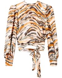 Twinset - Tiger-Print Cropped Blouse - Lyst