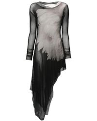 Yohji Yamamoto - Robe Mi-Longue À Manches Longues - Lyst
